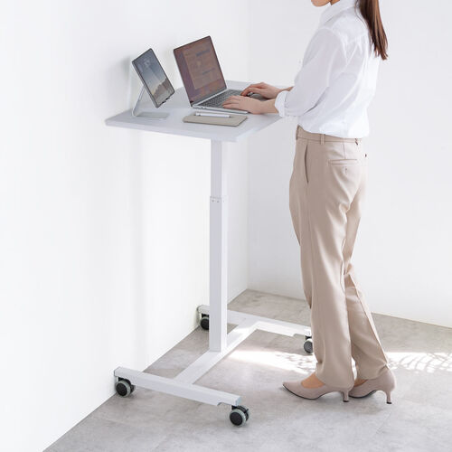 スタンディングデスク 上下昇降デスク ガス圧昇降 電源不要 昇降幅40cm