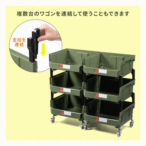 ワゴン ツールワゴン キャスター付 3段 積み重ね可能 高耐荷重120kg