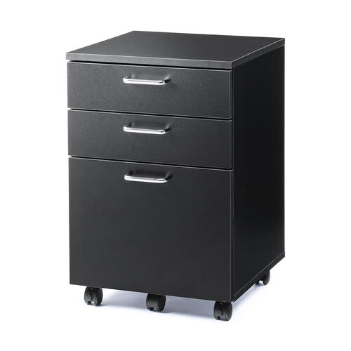 デスクワゴン 木製 キャスター付 3段 A4ファイル収納 デスク