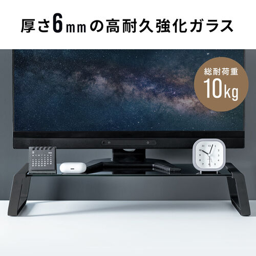 強化ガラス製PCデスクプリンター台付 強化ガラス製PCデスクプリンター