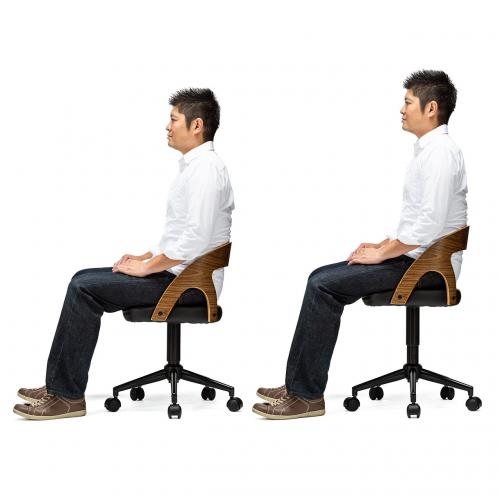 最新品定番64D3 ウォールナット材オフィスチェア 回転式 昇降式 事務椅子 おしゃれ(検 展示品アウトレット展示処分品 革張り