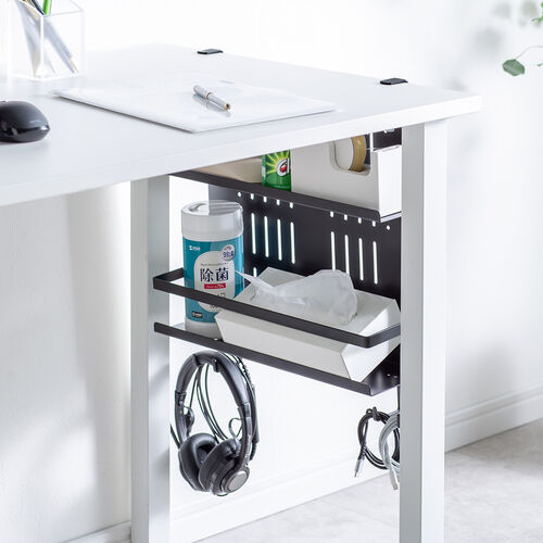 デスク下収納ラック 幅40cm Lサイズ スチール製 ブラック / 200