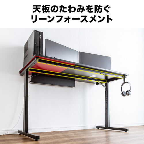 シンプルデスク 幅120cm×奥行60cm 高さ変更可能 高さ57～78cm バイカラー アジャスタ /  100-DESKF050BK1【デスクダイレクト】