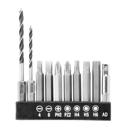 コンパクト電動ドライバー USB充電式 ビット10種類つき ブラック / 800