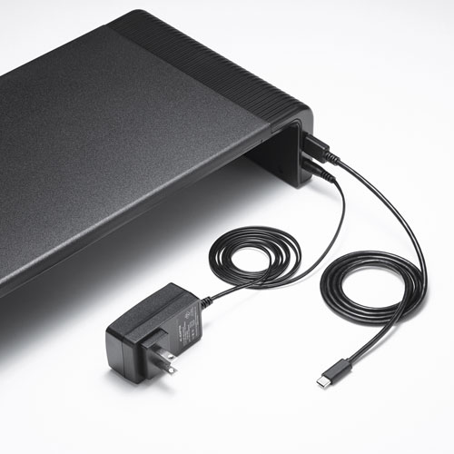 USB Type-C接続ハブ付き机上ラック(ブラック) / MR-LC210CHBK【デスク 
