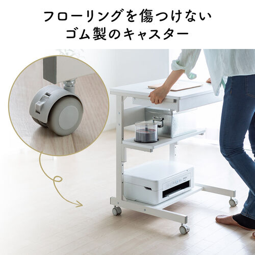 送料無料❤️キャスター付きパソコンラック兼収納 パソコンラック 幅55cm 奥行48cm 収納棚 ゴムキャスター付き ブラウン