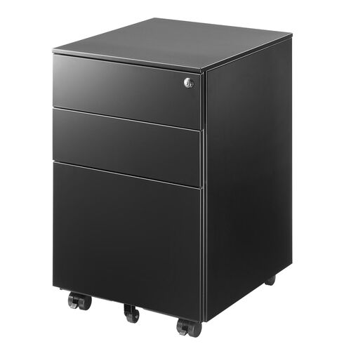 デスクワゴン 3段 幅39cm 奥行45cm 高さ60cm 鍵付き スチール製 デスクワゴン 3段 幅39cm 奥行45cm 高さ60cm 鍵付き スチール製