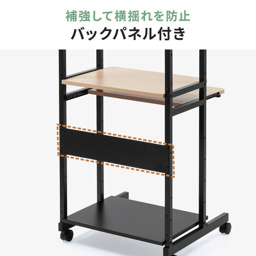 パソコンラック パソコンデスク 木目調 幅60cm 耐荷重85kg 収納棚付 キャスター付 キーボードスライダー付 マウステーブル付 スリム  YK-RAC015 【パソコンデスク通販のデスク市場】