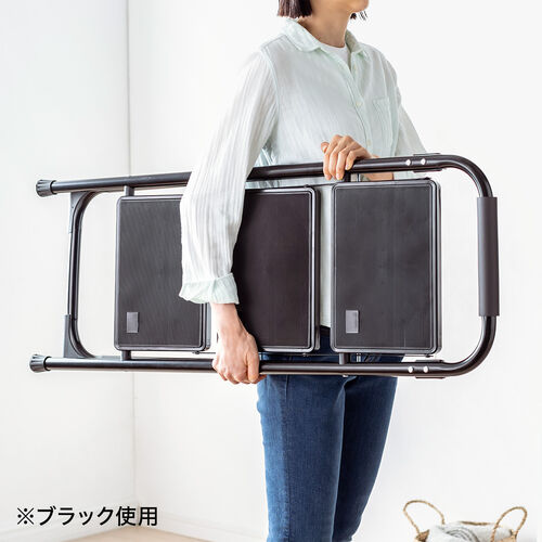 脚立 踏み台 折りたたみ 滑り止め付き 持ち手付き 手すり付き 3段 白