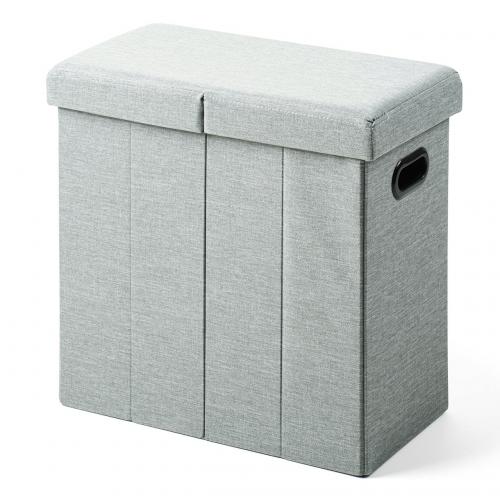 【アウトレット】折りたたみ 収納スツール 座面取り外し可能 耐荷重60kg 布張り グレー
