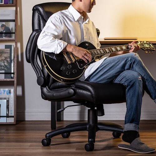 レザーチェア ロッキング PUレザー 肘跳ね上げ 社長椅子 キャスター