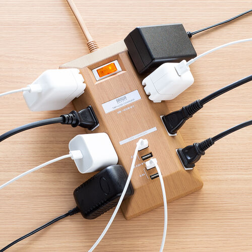 電源タップ USBポート付 iPhone/スマホ充電 8個口 3m 一括集中スイッチ 