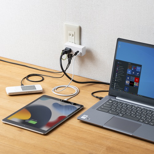 高機能モバイルタップ (AC×2個口+USB-A×1+Type-C×1) / TAP-MUC1AC2W