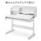 学習机 幅120cm 多機能 手動昇降 チルト天板 シェルフ タブレットホルダー付き 学習デスク ライトブラウン