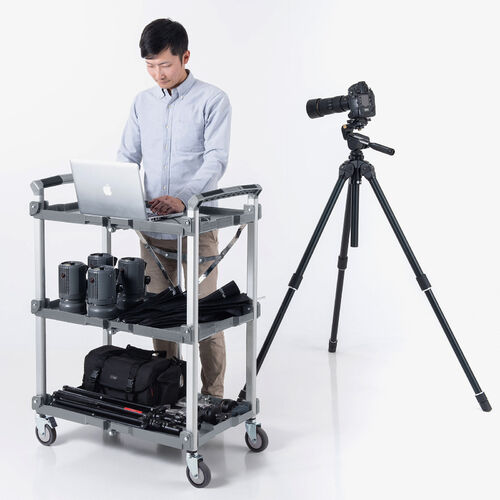 折りたたみツールワゴン キャスター付き 3段 高耐荷重 ツールカート