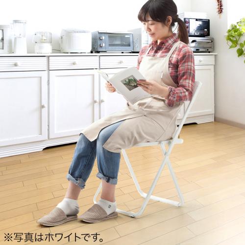 薄型 折りたたみ椅子 4脚セット ブラック / 150-SNCH006BK【デスク