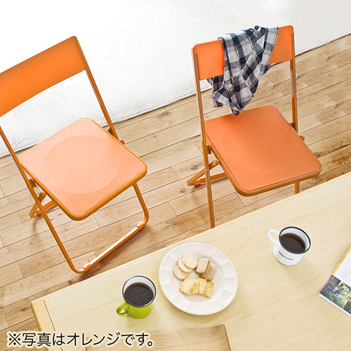 薄型 折りたたみ椅子 4脚セット ホワイト / 150-SNCH006W【デスク