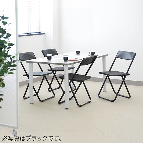 薄型 折りたたみ椅子 4脚セット ホワイト / 150-SNCH006W【デスク