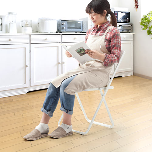 ホワイト折りたたみ椅子（4台セット） ベースハイチェア(ホワイト