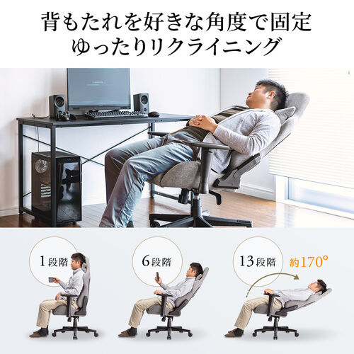 ファブリックチェア ゲーミングチェア リクライニング 前傾機能