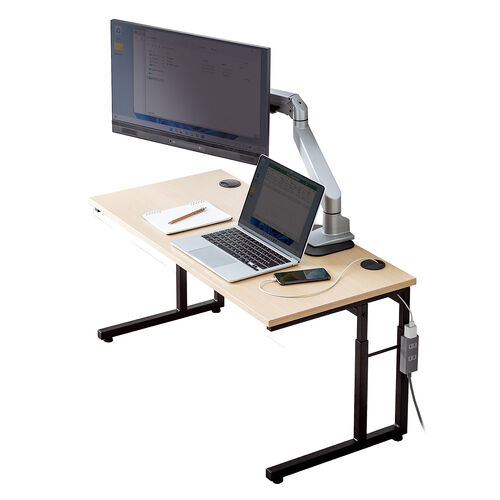 ローデスク 高さ調整6段階 高さ38cm～58cm 幅90cm 奥行45cm 電源タップ