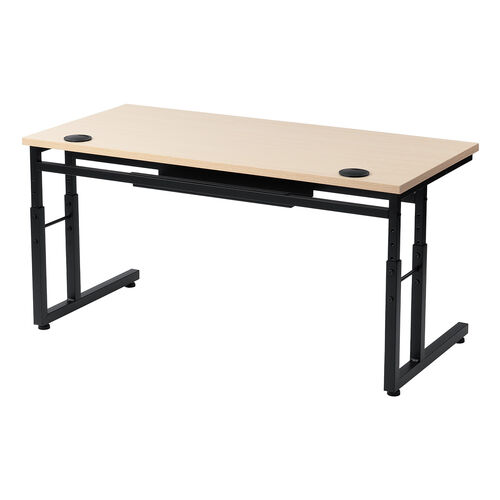 つくえ ローデスク 高さ調整6段階 高さ38cm～58cm 幅90cm 奥行45cm 電源タップ
