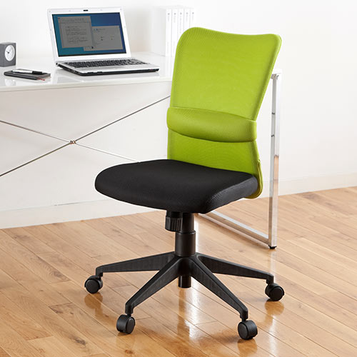 オフィスチェア メッシュ仕様 ミドルバック グリーン / 150-SNC055G