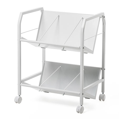 【アウトレット】ファイルワゴン(2段・A4対応・キャスター付・斜め棚)