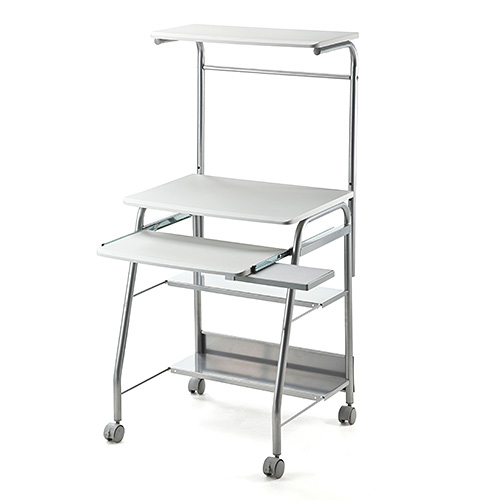 【アウトレット】パソコンラック 幅60cm幅　プリンター台 キャスター付 ホワイト