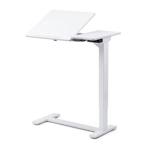 【アウトレット】充電式 電動昇降デスク 天板角度調整つき ホワイト