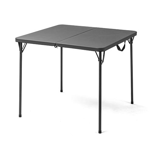 折りたたみテーブル(軽量・アウトドア・屋外使用可能・W860mm・D860mm・樹脂天板・持ち運び・取っ手付き・グレー)
