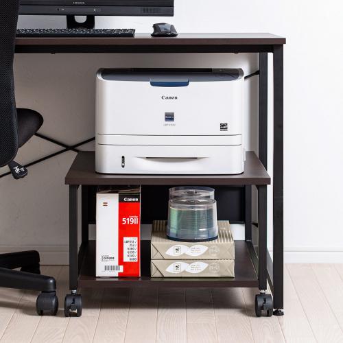 プリンター台 ロータイプ 2段 キャスター付き 幅52cm 奥行52cm 高さ