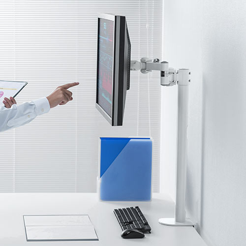 在庫限り】水平3関節モニタアーム(高耐荷20kgまで・1画面アーム・支柱