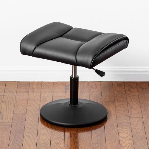 オットマン(リラックス脚置き台・固定脚仕様・キャスターなし・PUレザー製・ブラック)