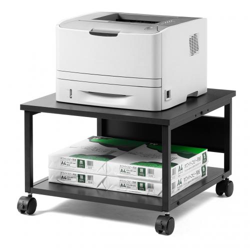 プリンター台 ロータイプ 2段 キャスター付き 幅52cm 奥行52cm 高さ35.1cm ブラック