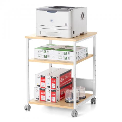 プリンターラック 棚付き 幅52cm 奥行52cm 高さ70cm キャスター付き ライトブラウン