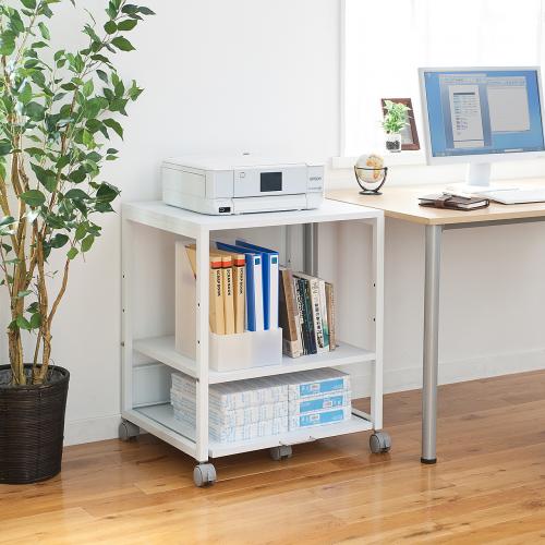 プリンター台(レーザープリンタ・インクジェットプリンタ対応・スライド式・キャスター付き)