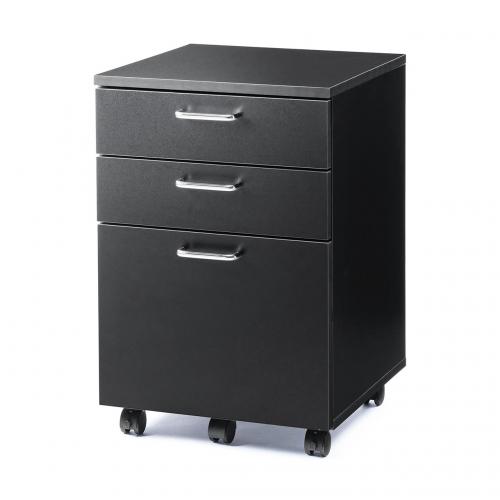 デスクワゴン 木製 キャスター付 3段 A4ファイル収納 デスク