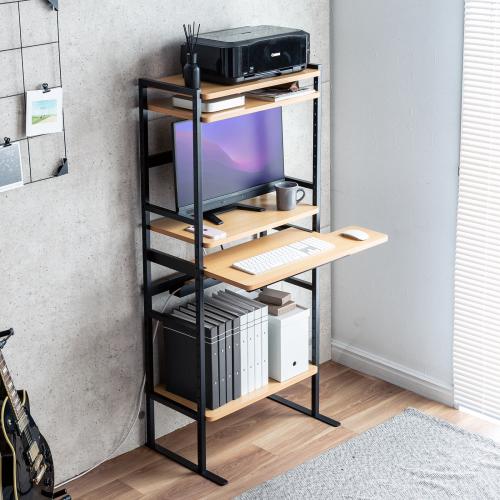 パソコンラック タワーラック シェルフラック 幅63.4cm スライダー付き