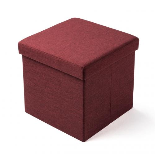 折りたたみ収納スツール 幅38cm 布張り レッド