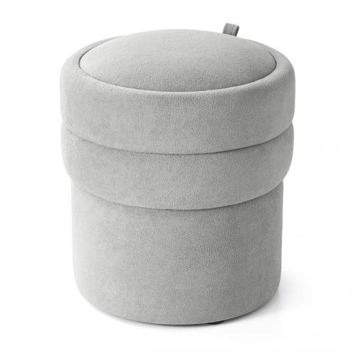 丸型 収納スツール 2段収納 ファブリック グレー