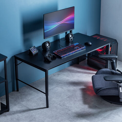 ローデスク 高さ5段階調整式 幅120cm 奥行60cm 電源タップ受け ブラック