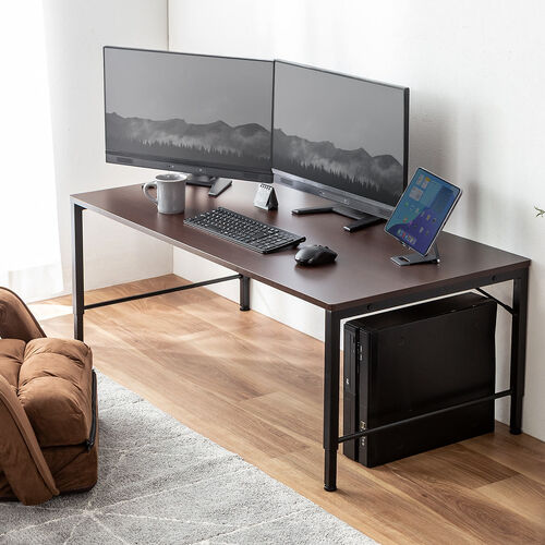 ローデスク 高さ5段階調整式 幅120cm 奥行60cm 電源タップ受け ブラウン