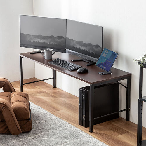 ローデスク 高さ5段階調整式 幅120cm 奥行45cm 電源タップ受け ブラウン