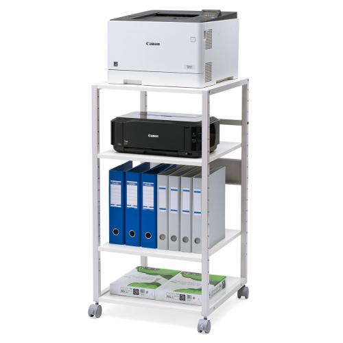 プリンターラック 4段 収納棚 幅47cm 奥行52cm 高さ100cm キャスター付き ホワイト