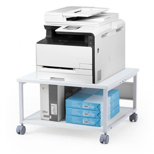 プリンター台 キャスター付き 幅60×奥行60cm 総耐荷重55kg 2段 プリンターカート ホワイト
