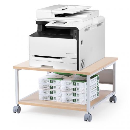 プリンター台 キャスター付き 幅60×奥行60cm 総耐荷重55kg 2段 プリンターカート ライトブラウン