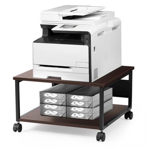 プリンター台 キャスター付き 幅60×奥行60cm 総耐荷重55kg 2段 プリンターカート ブラウン