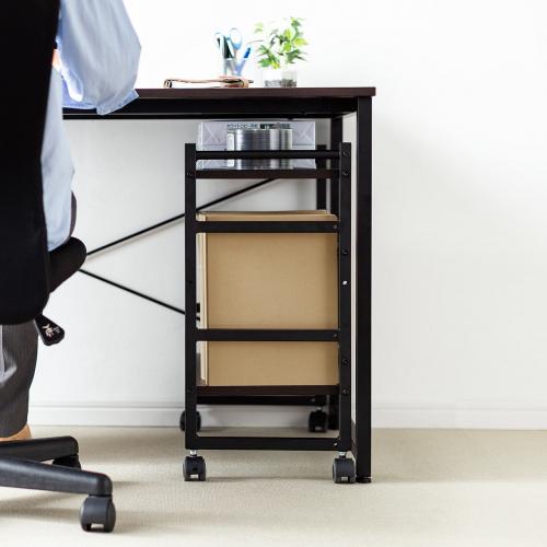 ファイルワゴン 2段 キャスター付 木製 デスク下カート 高さ60.5cm