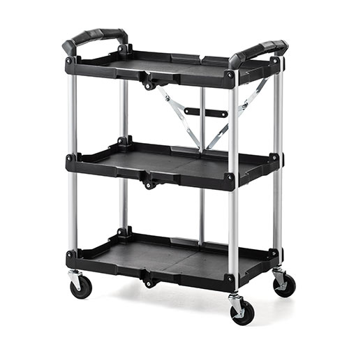【アウトレット】折りたたみツールワゴン 3段 ツールカート キャスター付き